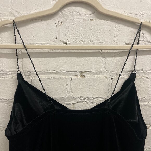 Soft Black Velvet dress Beaded straps - Picture 4 of 9